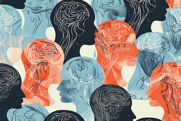 Anxiety and Depression Psychological Expression, Mental Health Illustration