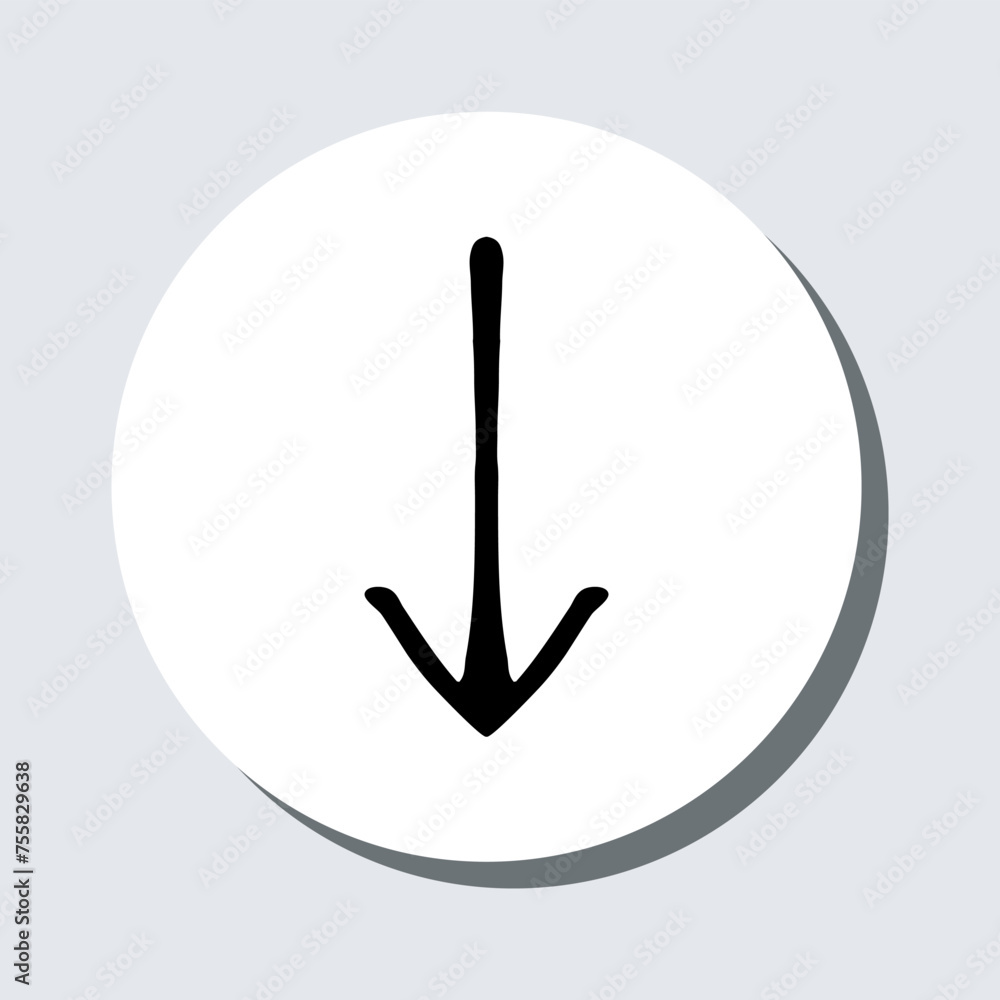 Poster down arrow icon vector. scroll down sign symbol in trendy flat style. move down vector icon illustra