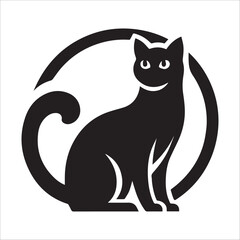 Black and white stylized cat design