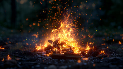 Campfire fire flames.   generative ai 