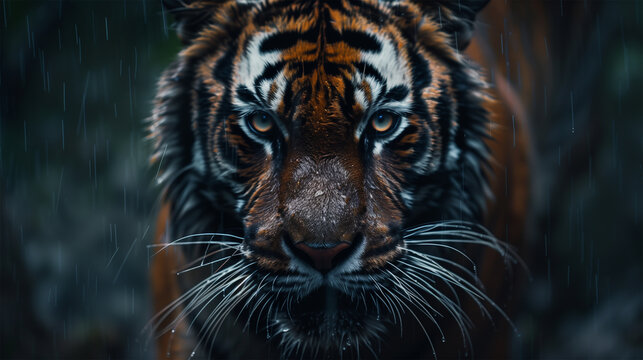 Portrait of a Majestic Tiger in the Wild Jungle.