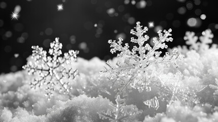 Christmas background white snow on black background. copy space. generative ai  