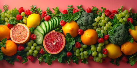 Fresh vegetables and herbs colorful organic food background. Concept: restaurant website or menu, grocery store, farmers market, healthy vegan diet based on vegetables and fruits. - obrazy, fototapety, plakaty