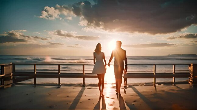 Romantic Couple, Boy and Girl in Love, Wedding Couple with Beautiful Background