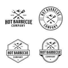 Vintage Retro Rustic BBQ Grill, Barbecue, Barbeque Label Stamp Logo design vector