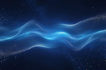 Poster Abstract bright blue energy waves from particles above and below © Muhammad Ishaq