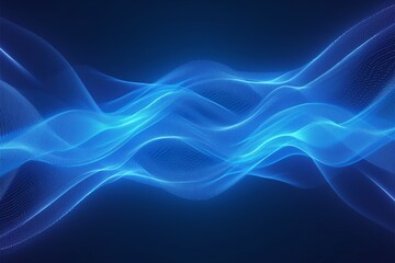 Magical glowing blue waves form an abstract futuristic hi tech background