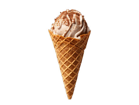 straciatello ice cream in a cown isolated on transparent background, transparency image, removed background