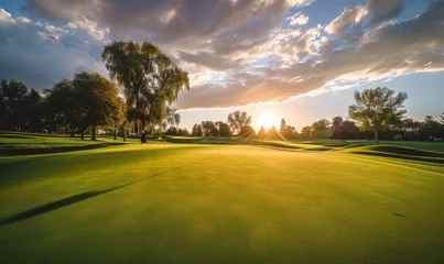 Tuinposter Green landscape of golf club © AlfaSmart