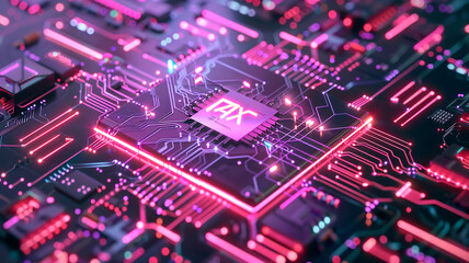 Obraz premium abstract circuit board background with glowing lines.