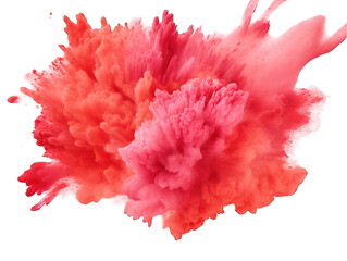 Coral paint color powder festival explosion burst isolated on transparent background, transparency image, removed background