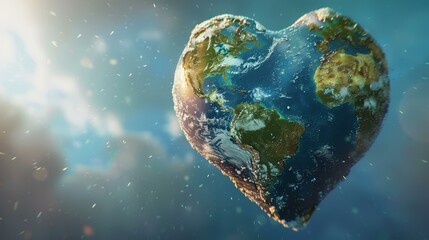 Obraz na płótnie Canvas Planet earth in the shape of a heart. 3D illustration.