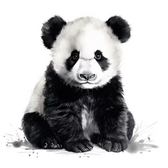 Foto op Canvas a panda bear sitting on the ground © John