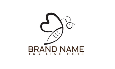 Honey Bee Logo Cartoon Character. Vector bee icon. Cartoon cute bright baby bee on stylish white background. Vector logo