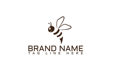 Honey Bee Logo Cartoon Character. Vector bee icon. Cartoon cute bright baby bee on stylish white background. Vector logo