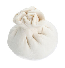 Uncooked khinkali (dumpling) isolated on white. Georgian cuisine