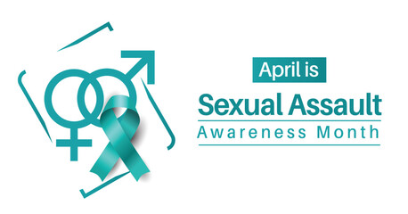 Sexual Assault Awareness and Prevention Month banner. Observed in April. SAAM.