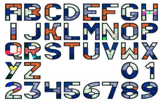 colorful non font 3D lettering text, cream, grey, blue