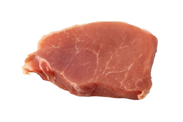 Raw pork pieces isolated on a white background.
