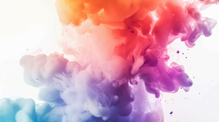 Vivid colors blend in a dreamy cloud of smoke, showcasing a spectrum from blue to purple to orange...