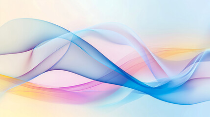 Soft, flowing waves in pastel colors create a serene and abstract background, blending shades of...