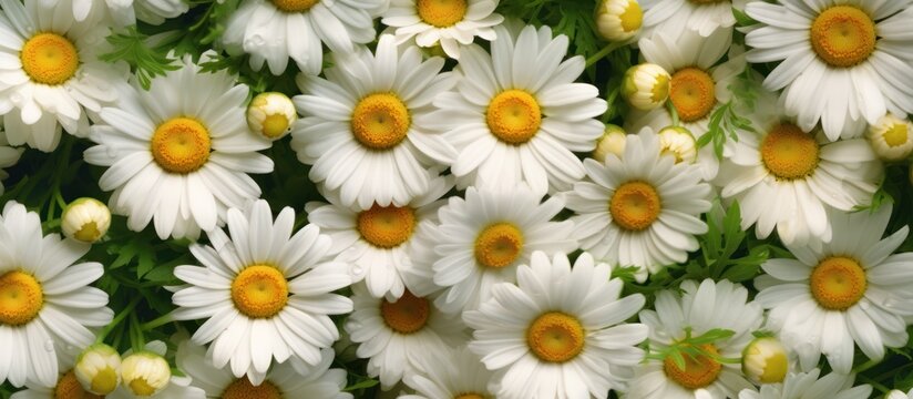 field of white daisies blooming