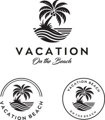 vacation beach logo design with editable vector file