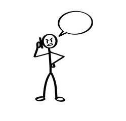 angry stick man on phone with speech bubble
