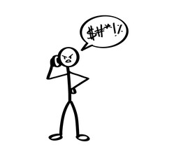 angry stick man on phone with speech bubble