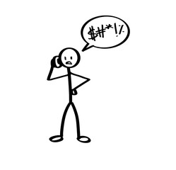 angry stick man on phone with speech bubble