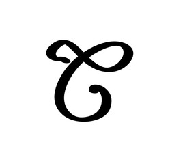 Letter C illustration on white background text icon 