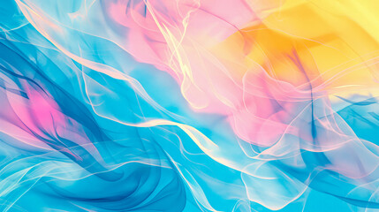 Swirling colors in shades of blue, pink, and yellow create a vibrant abstract background, full of...
