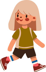 Child, girl student going to school.