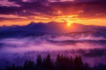 Obraz premium picture of beautiful mountains in a fog.