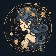 zodiac signs, Virgo, astrology, runes, metal medallion, medallion, analysis of horoscopes, celestial sphere with peaks at the poles of the ecliptic