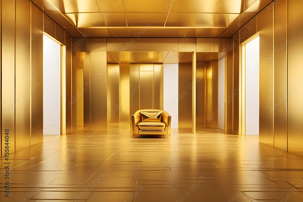 Poster a gold minimal art space with an empty room for a background.