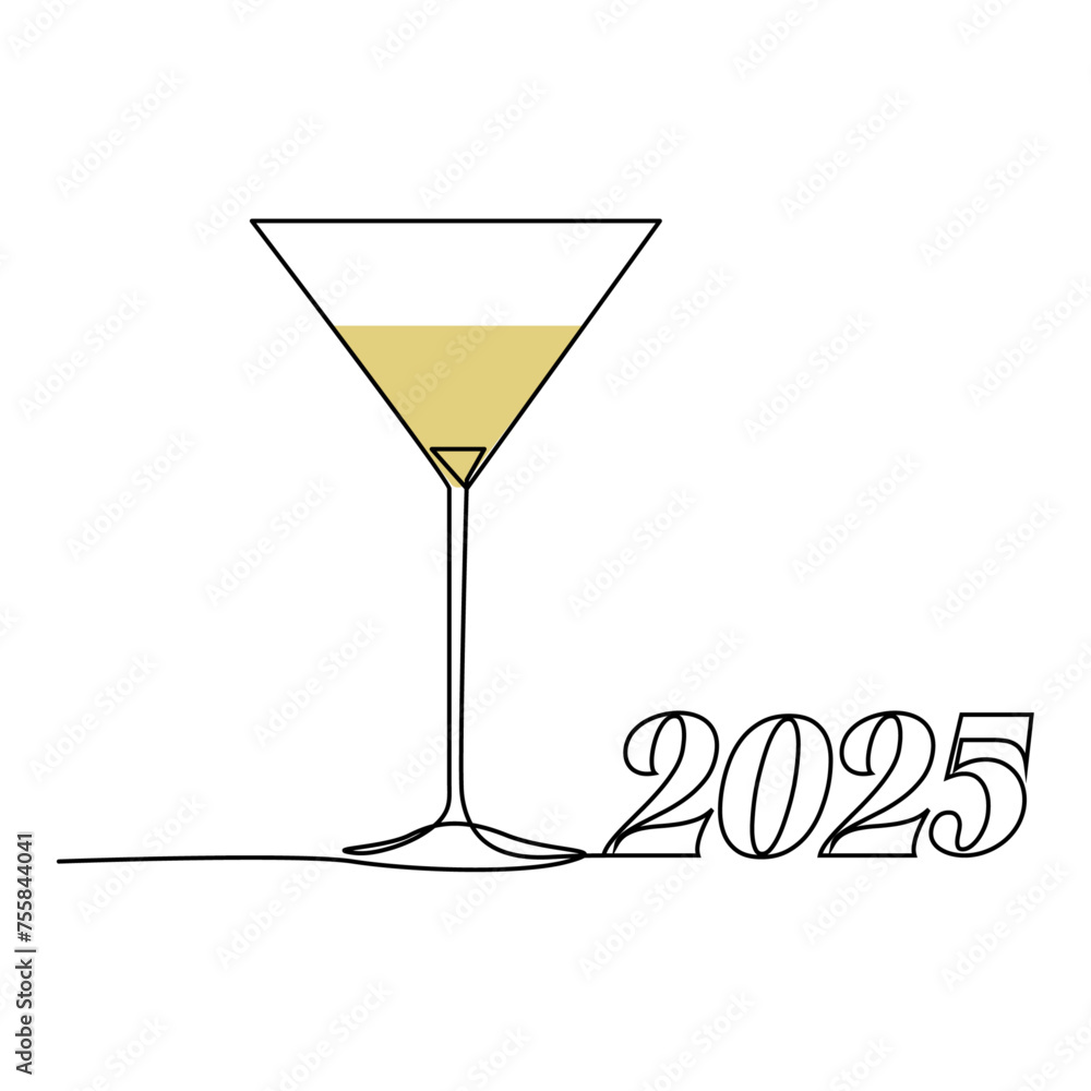 Poster wine glass isolated on white background. continuous one line drawing vector illustration minimalism 