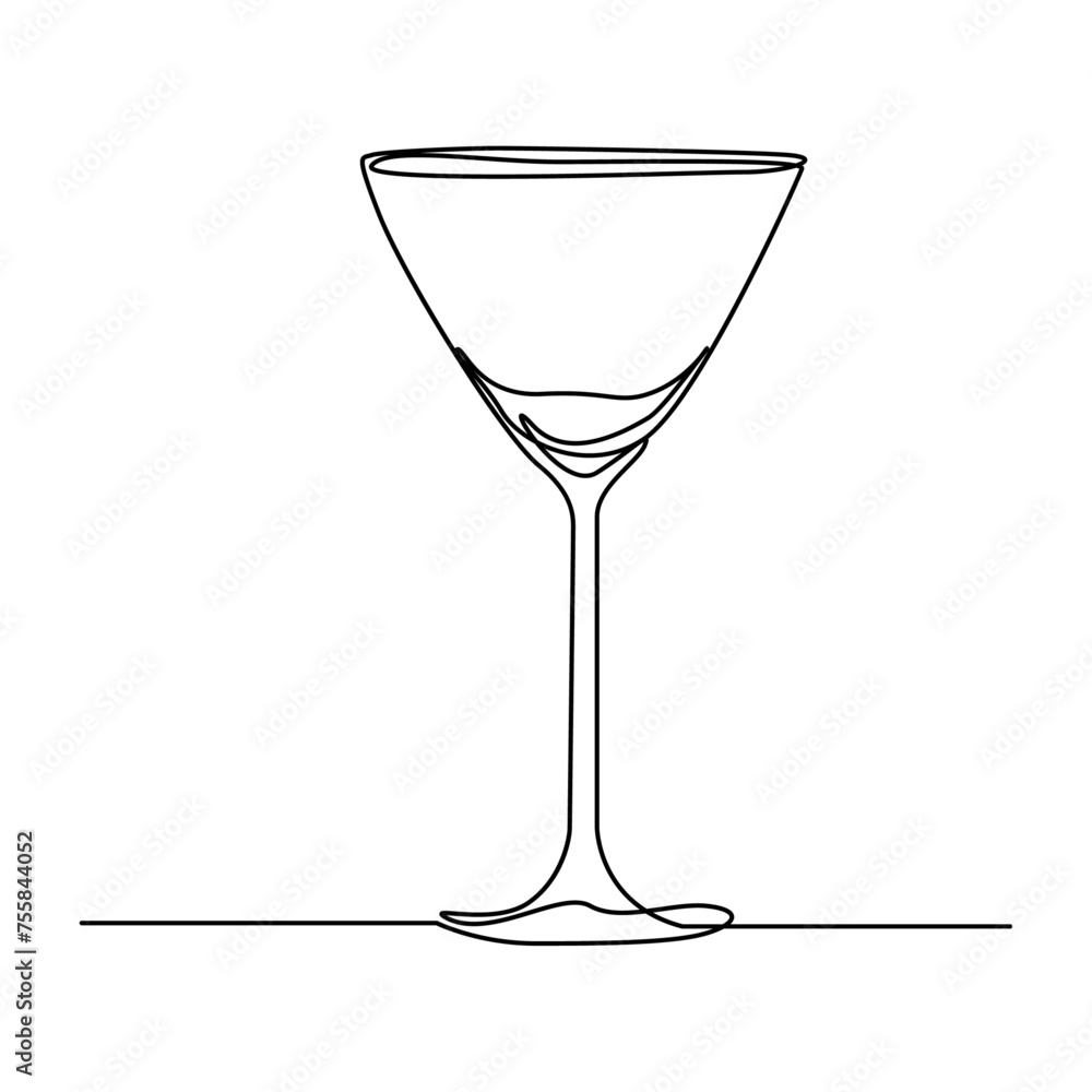 Poster wine glass isolated on white background. continuous one line drawing vector illustration minimalism 