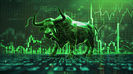 illustration of bull run market ,stock market ,cryptocurrency market .