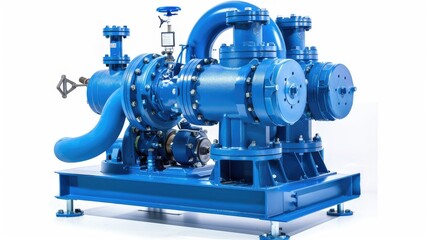 high-pressure centrifugal pump in blue, emphasizing the mechanical efficiency and industrial power.