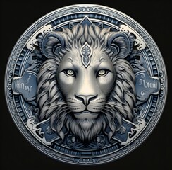 zodiac signs, Leo, astrology, runes, metal medallion, medallion, analysis of horoscopes, celestial sphere with peaks at the poles of the ecliptic