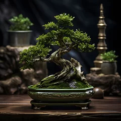 Fotobehang a bonsai tree in a pot © John
