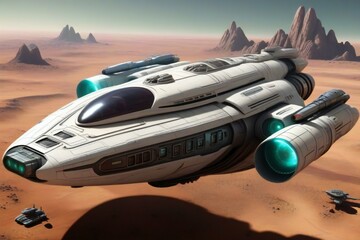 Obraz premium spaceship desert landscape