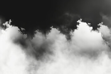 Billowing white clouds with intricate details against a dark, stormy sky, creating a dramatic and...