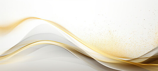 White and Gold Abstract Background With Waves