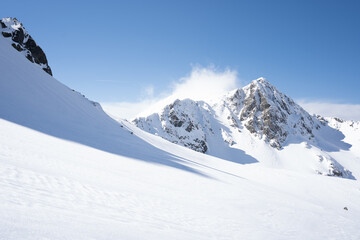 Mountain ridges in winter.