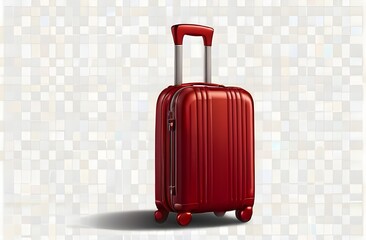 red suitcase isolated on a unique background,Security Features in Modern Luggage: Ensuring Peace of Mind During Travel,Environmental Sustainability in Luggage Manufacturing