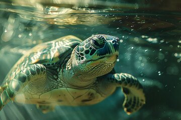 turtle on the water