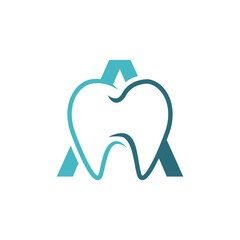 Letter a dental tooth logo design