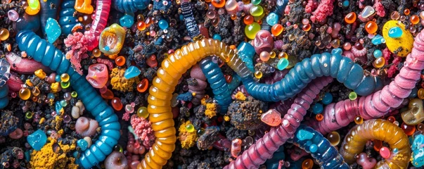 Deurstickers photography of a colorful Worm Castings - of earthworm castings in soil highlighting the texture © HappyTime 17